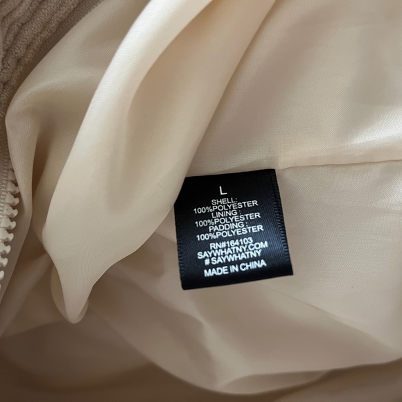 Cream Corduroy Puffer Jacket Drop Shoulder - Picture 8 of 15